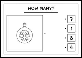 How many christmas ornament, game for children. Vector illustration, printable worksheet