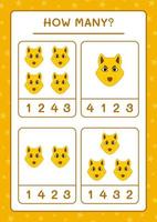 How many Wolf, game for children. Vector illustration, printable worksheet