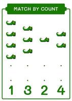 Match by count of Leprechaun boot, game for children. Vector illustration, printable worksheet