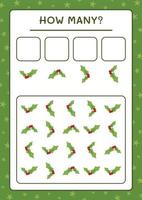 How many holly berry, game for children. Vector illustration, printable worksheet