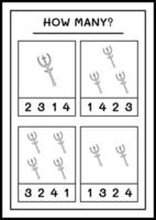 How many Spear, game for children. Vector illustration, printable worksheet