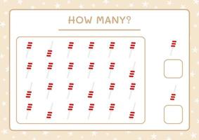 How many christmas lollipop, game for children. Vector illustration, printable worksheet