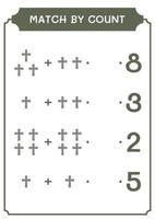 Match by count of Christian cross, game for children. Vector illustration, printable worksheet