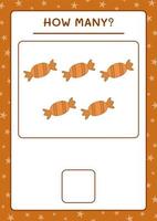 How many christmas candy, game for children. Vector illustration, printable worksheet