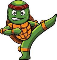ilustración de mascota de tortuga con pose de ninja vector