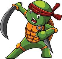 ilustración de mascota de tortuga con pose de ninja vector