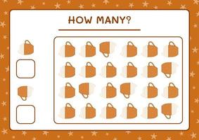 How many christmas mug, game for children. Vector illustration, printable worksheet