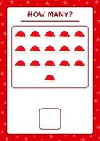 How many santa claus hat, game for children. Vector illustration, printable worksheet