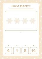 How many snowflake, game for children. Vector illustration, printable worksheet