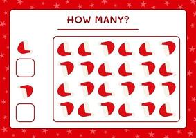 How many santa claus hat, game for children. Vector illustration, printable worksheet