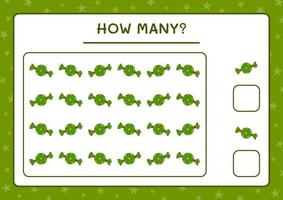 How many christmas candy, game for children. Vector illustration, printable worksheet