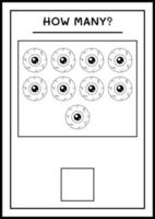 How many Eye, game for children. Vector illustration, printable worksheet