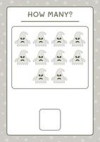 How many Ghost, game for children. Vector illustration, printable worksheet