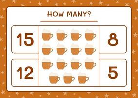 How many christmas mug, game for children. Vector illustration, printable worksheet