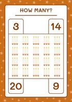 How many christmas candle, game for children. Vector illustration, printable worksheet