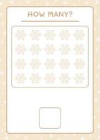 How many snowflake, game for children. Vector illustration, printable worksheet