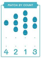 Match by count of Easter egg, game for children. Vector illustration, printable worksheet