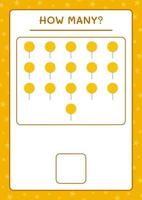 How many Lollipop, game for children. Vector illustration, printable worksheet