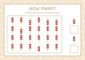 How many christmas candle, game for children. Vector illustration, printable worksheet