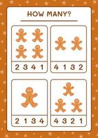 How many gingerbread cookie, game for children. Vector illustration, printable worksheet