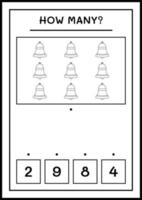 How many christmas bell, game for children. Vector illustration, printable worksheet