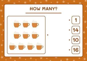 How many christmas mug, game for children. Vector illustration, printable worksheet