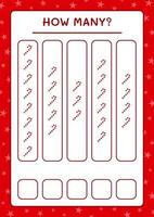 How many christmas lollipop, game for children. Vector illustration, printable worksheet