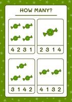 How many christmas candy, game for children. Vector illustration, printable worksheet