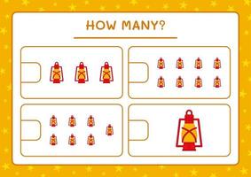 How many christmas lantern, game for children. Vector illustration, printable worksheet