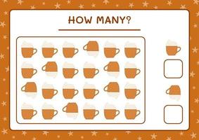 How many christmas mug, game for children. Vector illustration, printable worksheet