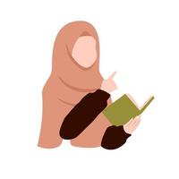 muslimah estudia y escribe ilustración vector