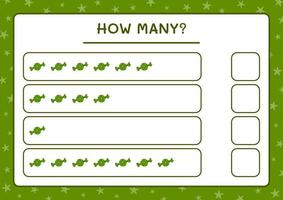 How many christmas candy, game for children. Vector illustration, printable worksheet