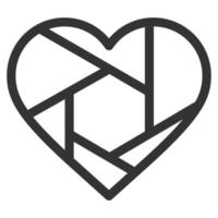 Shutter Heart Line Icon Vector .