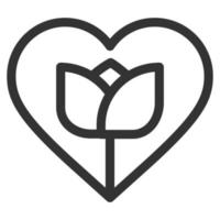 Flower Heart Line Icon Vector .