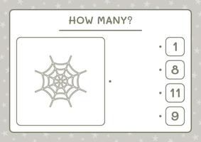 How many Cobweb, game for children. Vector illustration, printable worksheet