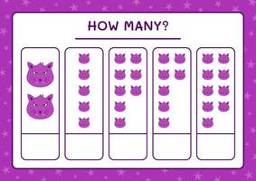 How many Cat, game for children. Vector illustration, printable worksheet