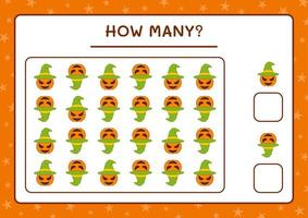 How many Pumpkin, game for children. Vector illustration, printable worksheet