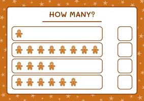 How many gingerbread cookie, game for children. Vector illustration, printable worksheet