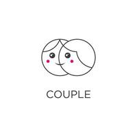 Couple in love kissing icon or logo in modern line style vector