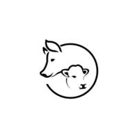 Cow and pig logo vector in modern line style