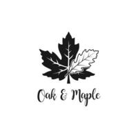 oak and maple leaf logo, autumn leaves vector