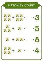 Match by count of Clover badge, game for children. Vector illustration, printable worksheet