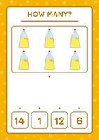 How many Potion Bottle, game for children. Vector illustration, printable worksheet