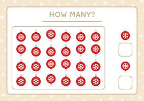 How many christmas ornament, game for children. Vector illustration, printable worksheet