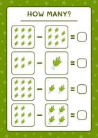 How many Zombie Hand, game for children. Vector illustration, printable worksheet