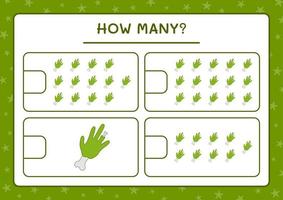 How many Zombie Hand, game for children. Vector illustration, printable worksheet