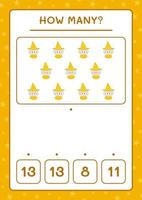 How many Witch, game for children. Vector illustration, printable worksheet