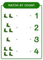 Match by count of Leprechaun boot, game for children. Vector illustration, printable worksheet