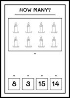 How many Candle, game for children. Vector illustration, printable worksheet