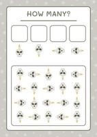 How many Skull with Candle, game for children. Vector illustration, printable worksheet